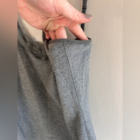 Y2K EXPRESS Lace Trim Cami Tank Top Stretch Gray Camisole Coquette Indie Size M - Picture 5 of 10